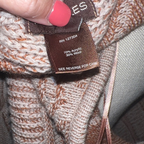 multiples  Open Front Long Cardigan Sweater Vest  Size M orange Aztec Sleeveless - Picture 9 of 11